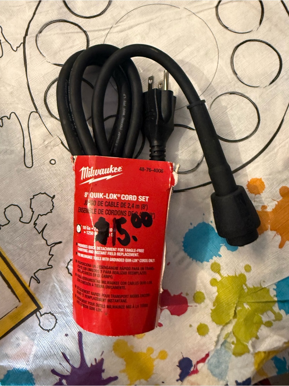 Milwaukee 8' Quik-Lok Cord Set - Black